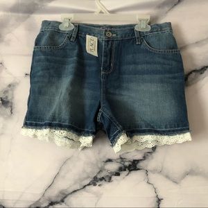Girls Mid Length Dark Wash Denim Shorts